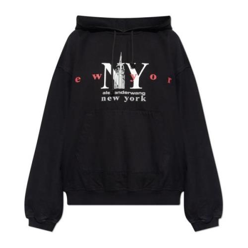 Bedrukte hoodie Alexander Wang , Black , Dames