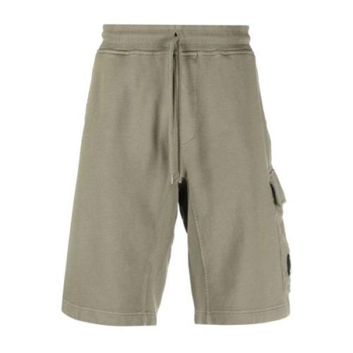 Knie-lengte katoenen fleece shorts C.p. Company , Green , Heren