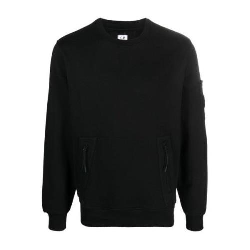 Diagonaal Verhoogde Fleece Kangaroo Sweater C.p. Company , Black , Her...