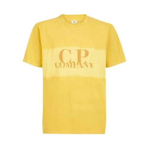 Jersey T-shirt met Tie-Dye-logo C.p. Company , Yellow , Heren