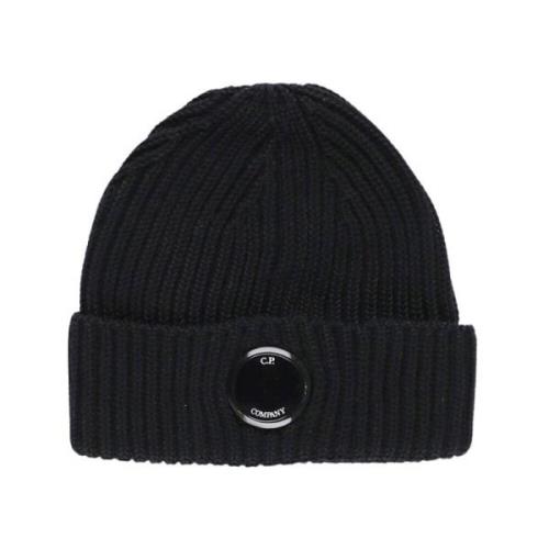 Zwarte Geribbelde Merinowollen Beanie voor Heren C.p. Company , Black ...