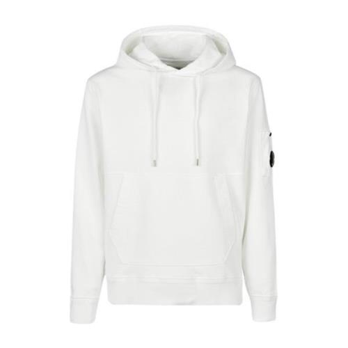 Witte Katoenen Fleece Hoodie met Kangaroo Zak C.p. Company , White , H...