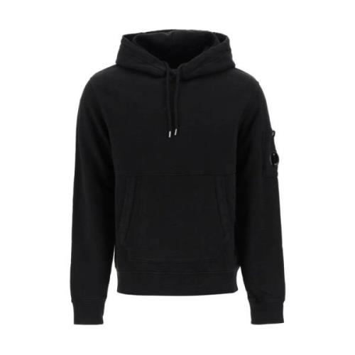 Zwarte Katoenen Fleece Hoodie met Kangoeroezak C.p. Company , Black , ...