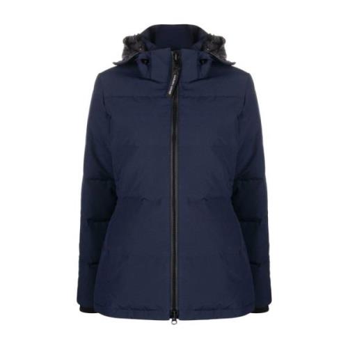 Blauwe Gewatteerde Jas met Capuchon Canada Goose , Blue , Dames