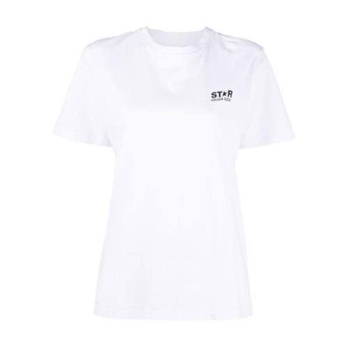 Logo Katoenen T-shirt met Ronde Hals Golden Goose , White , Dames