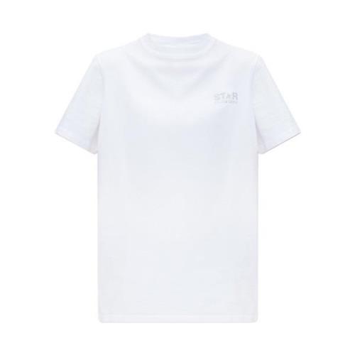 Logo Print Katoenen T-shirt Golden Goose , White , Dames