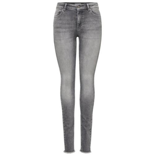 Oblush Life Mid Sk Ankraw re Jeans Only , Gray , Dames