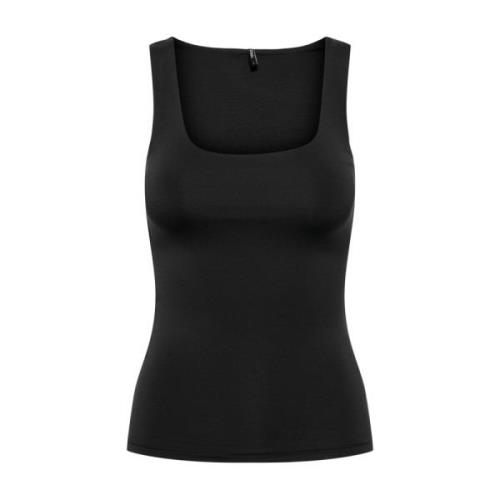 Mouwloze Top Only , Black , Dames