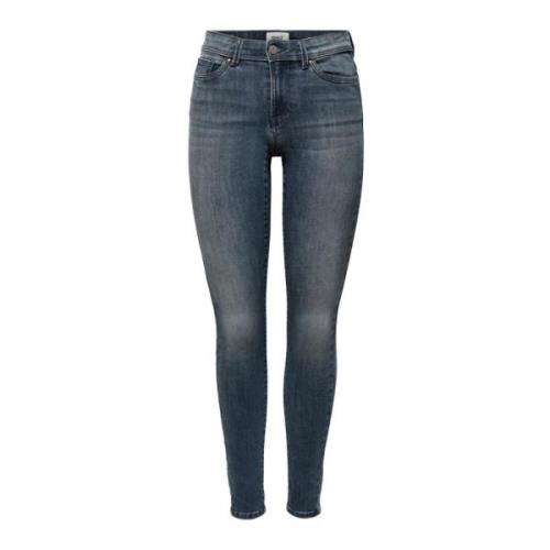 Blauwe effen jeans met ritssluiting en knoopsluiting voor vrouwen Only...