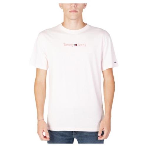 Heren Klassiek T-Shirt met Kleine Tekst Tommy Jeans , Pink , Heren