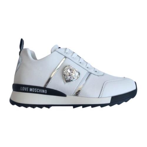 Swarovski kristal sneakers Love Moschino , White , Dames