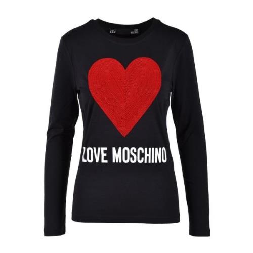 Witte T-shirt uit de Love Moschino Collection Love Moschino , Black , ...