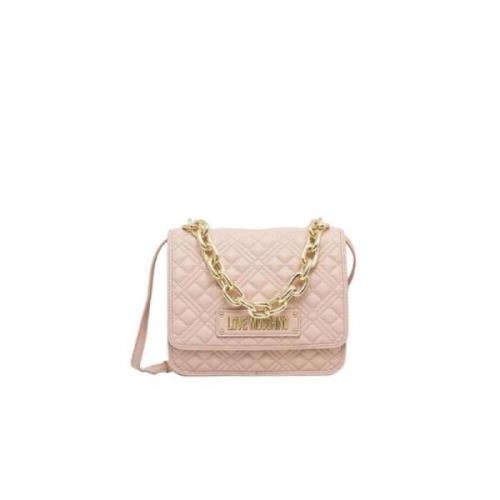 Gewatteerde handtas met verstelbare riem Love Moschino , Pink , Dames