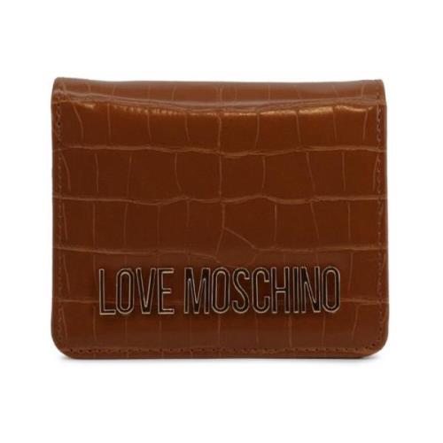 Metallic Sluiting Portemonnee voor Vrouwen Love Moschino , Brown , Dam...