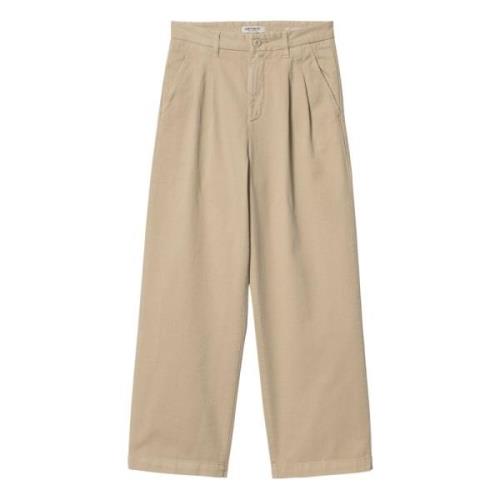 Broek W Cara - Wall (geverfd kledingstuk) Carhartt Wip , Beige , Heren