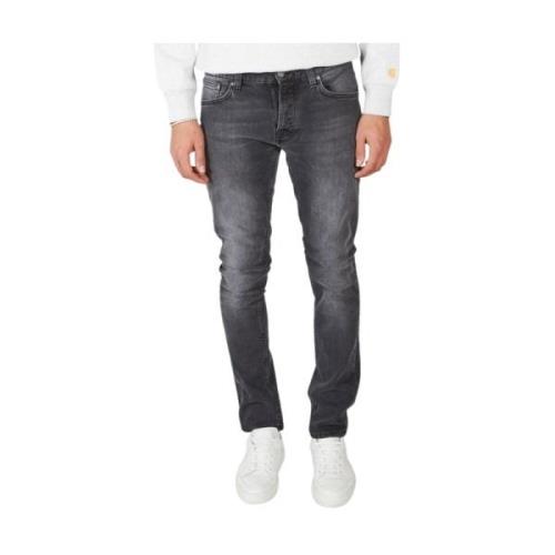 Slim-fit houtskool denim jeans Nudie Jeans , Gray , Heren