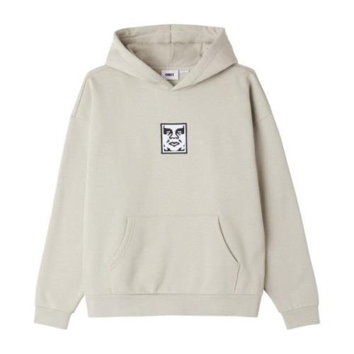 Dikke Katoenen Oversized Hoodie met Icon Logo Obey , Beige , Heren