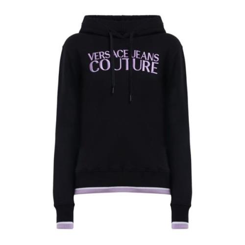 Geborduurde logo hoodie Versace Jeans Couture , Black , Dames