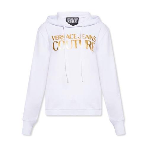Hoodie with logo Versace Jeans Couture , White , Dames