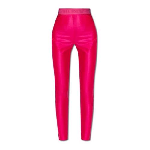 Leggings met logo Versace Jeans Couture , Pink , Dames