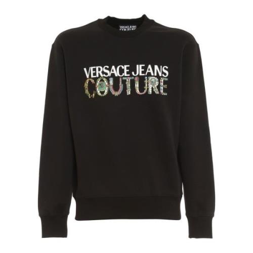 Logo Bedrukte Sweatshirt Versace Jeans Couture , Black , Heren