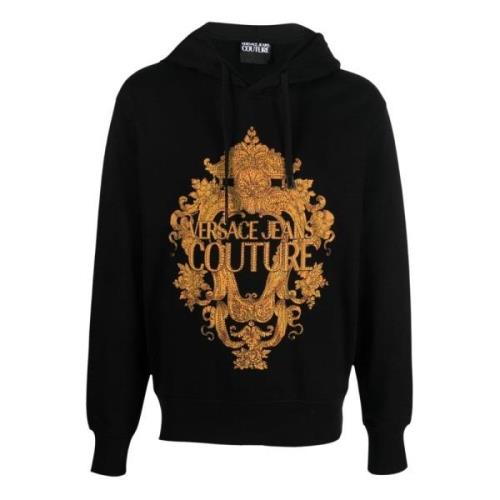 Stijlvolle Heren Katoenen Hoodie Versace Jeans Couture , Black , Heren