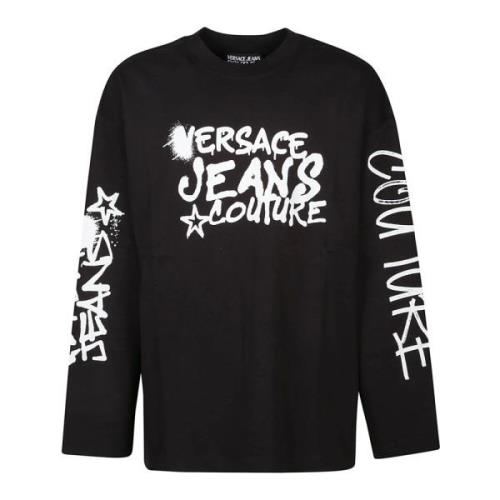 Zwart Logo Dripping Longsleeve T-Shirt Versace Jeans Couture , Black ,...