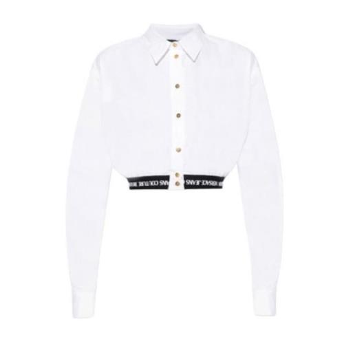 Wit overhemd met zwarte elastische zoom en wit bedrukt logo - Maat 42 ...