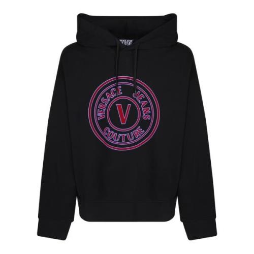 Zwarte Logo Hoodie met Trekkoord Versace Jeans Couture , Black , Heren