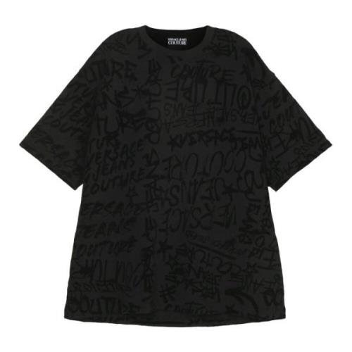 Zwarte T-shirts Versace Jeans Couture , Black , Heren