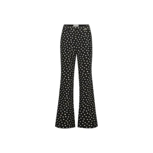 Wijde Broek met Hoge Taille en Bloemenprint Fabienne Chapot , Black , ...