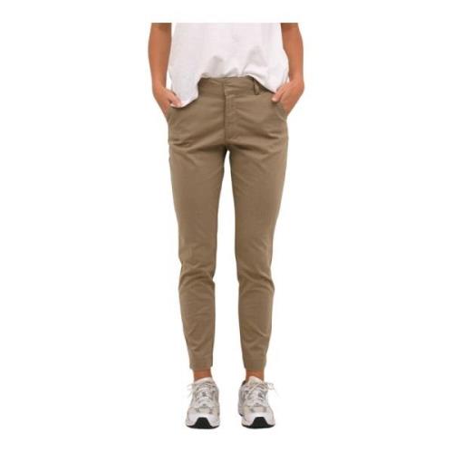 Smalle Chino Broek in Diverse Kleuren Kaffe , Green , Dames