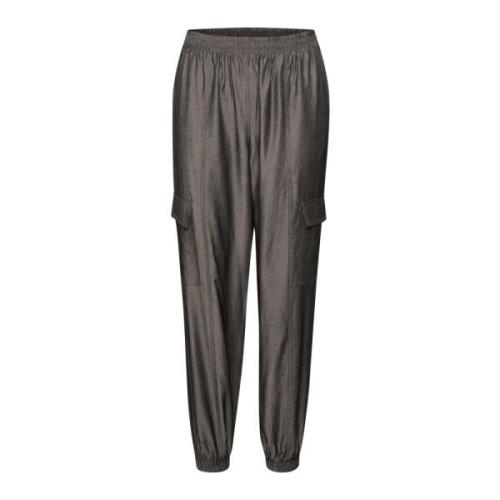 Cargo-geïnspireerde Jog Pants in Donkergrijs Chambray Kaffe , Gray , D...