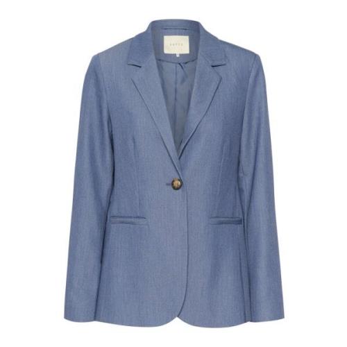 Vintage Indigo Blazer met Klassieke Kraag en Knoopsluiting Kaffe , Blu...