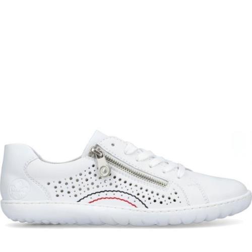 Witte Leren Sneakers voor Dames Rieker , White , Dames