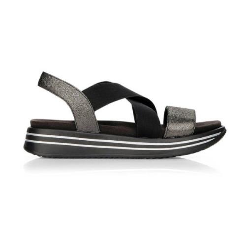 Zwarte Casual Open Sandalen Remonte , Black , Dames