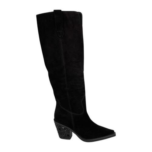 Leren hoge laarzen met puntige neuzen Alma EN Pena , Black , Dames