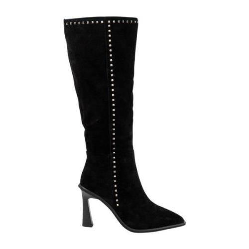 Leren Hoge Laarzenjes met Studs Alma EN Pena , Black , Dames