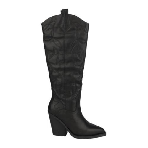 Leren enkellaarsjes met puntige neus Alma EN Pena , Black , Dames