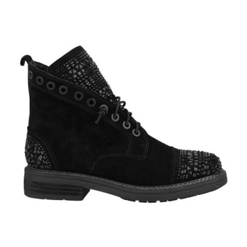 Stoere Leren Enkellaarzen Alma EN Pena , Black , Dames