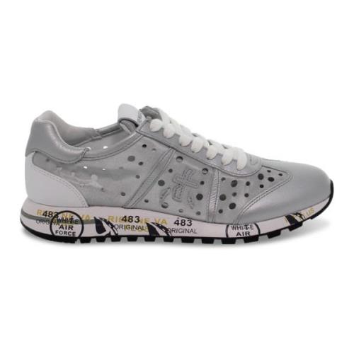 Zilveren en Witte Nylon Sneakers voor Vrouwen Premiata , Gray , Dames