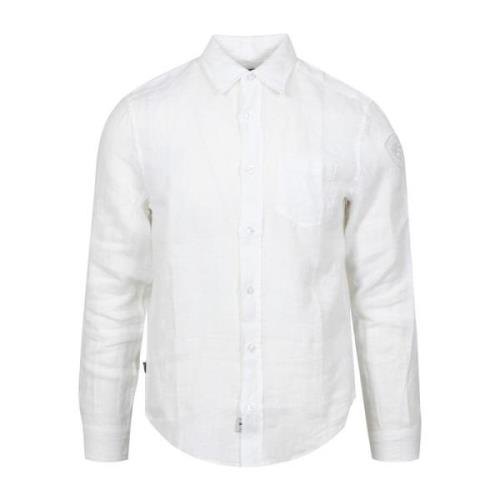 Witte Linnen Klassieke Overhemd Blauer , White , Heren