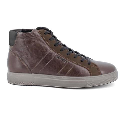 Vintage Leren Hoge Sneakers Igi&Co , Gray , Heren