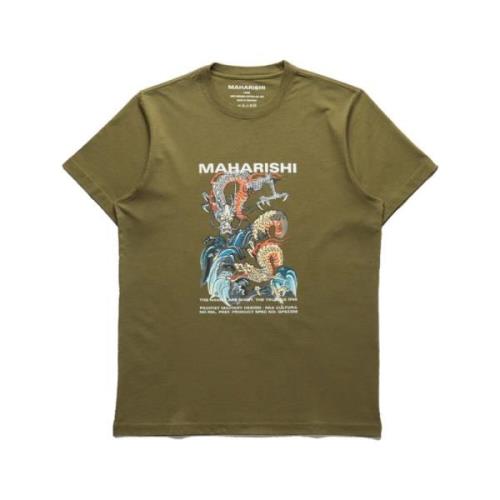 Organisch T-shirt met Dubbele Draken Maharishi , Green , Heren
