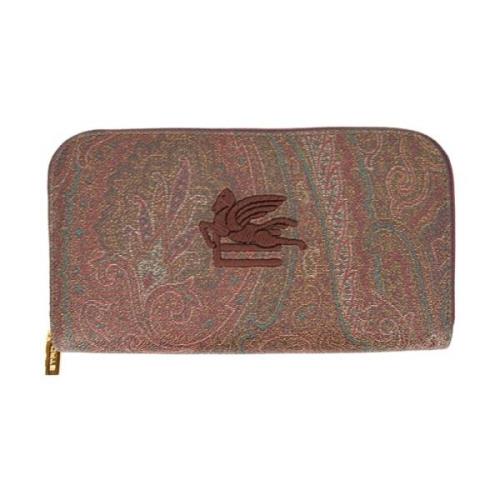 Rode Paisley Jacquard Ritsportemonnee Etro , Brown , Dames