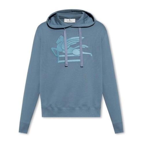 Katoenen hoodie met logo Etro , Blue , Heren