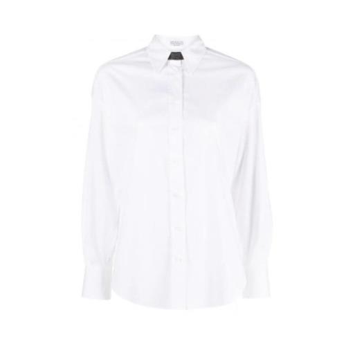 Monili kraalversierde poplin shirt Brunello Cucinelli , White , Dames