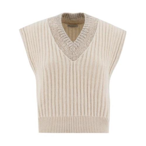 Sleeveless Knitwear Brunello Cucinelli , Beige , Dames