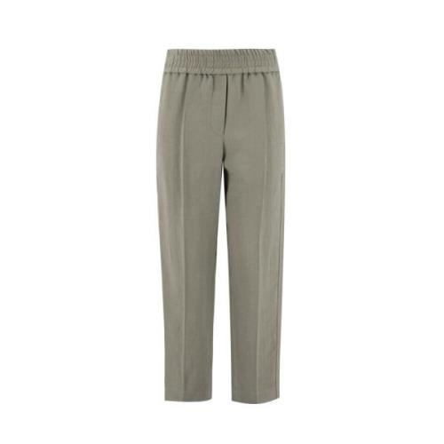 Fluid Twill Broek Brunello Cucinelli , Gray , Dames