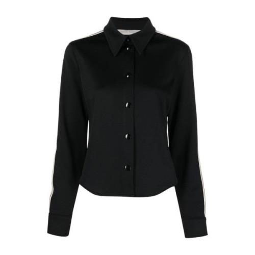 Zwart Slim Fit Jersey Shirt met Gestreept Detail Palm Angels , Black ,...